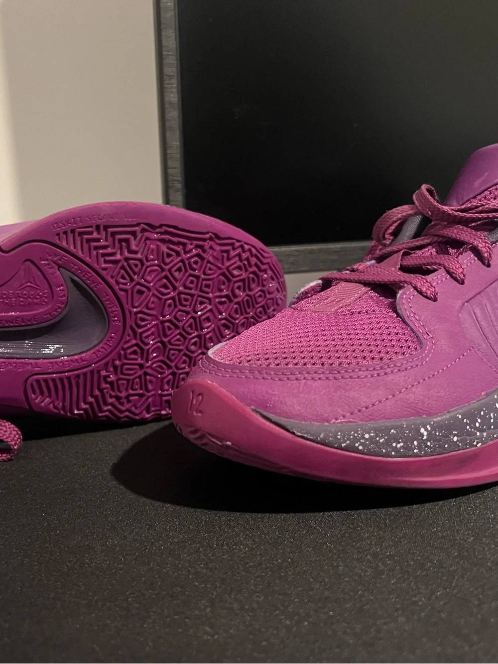 Nike Kids' Purple Low-Top Athletic Shoes with Lime Swoosh